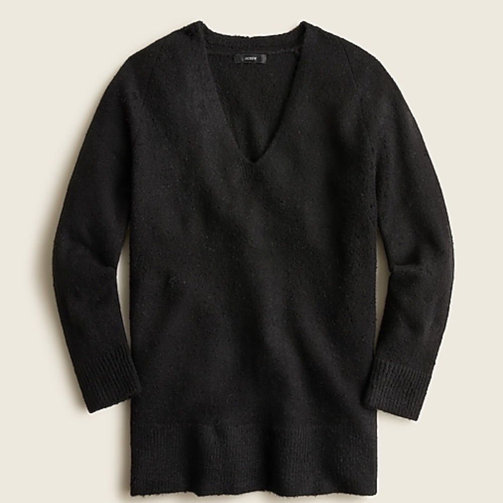 J crew stretch wool vneck tunic sweater black
